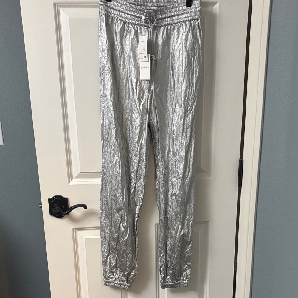 NWT [$650] Zimmermann Rhythmic Drawstring Silver Metallic Pants. size 0 - Picture 2 of 8